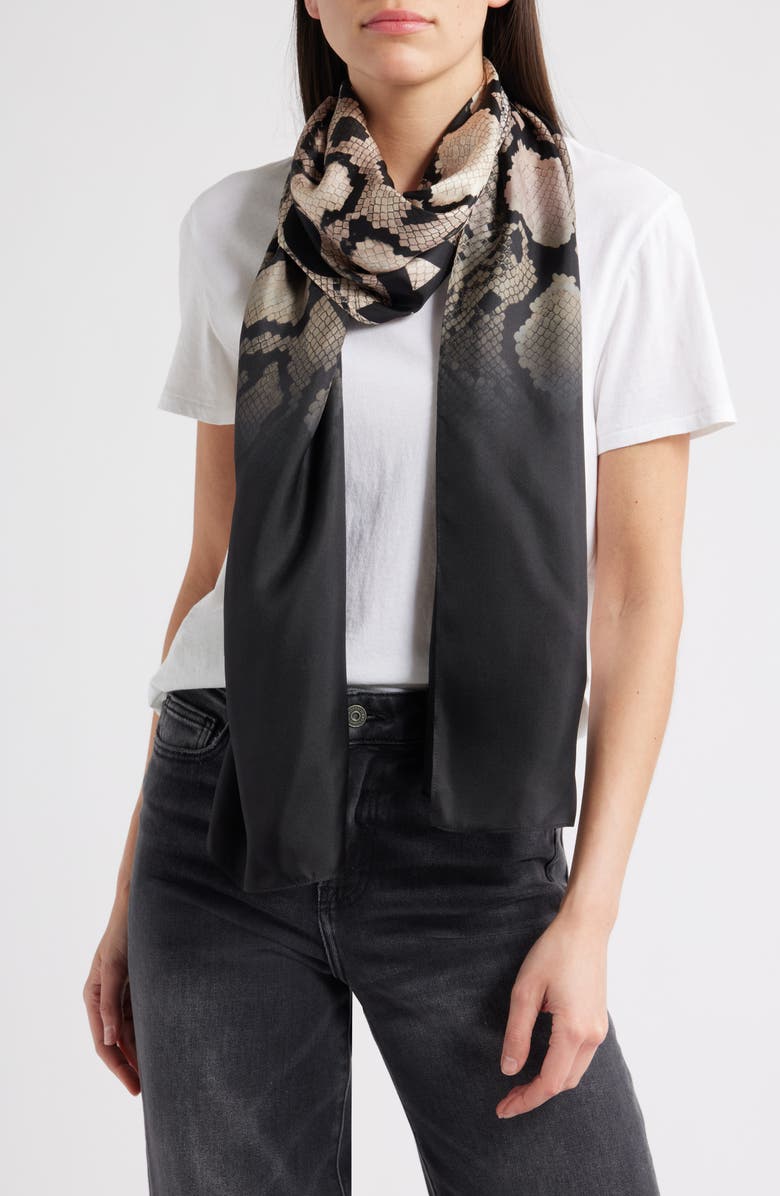 AllSaints Flow Large Silk Twill Hair Scarf, Main, color,