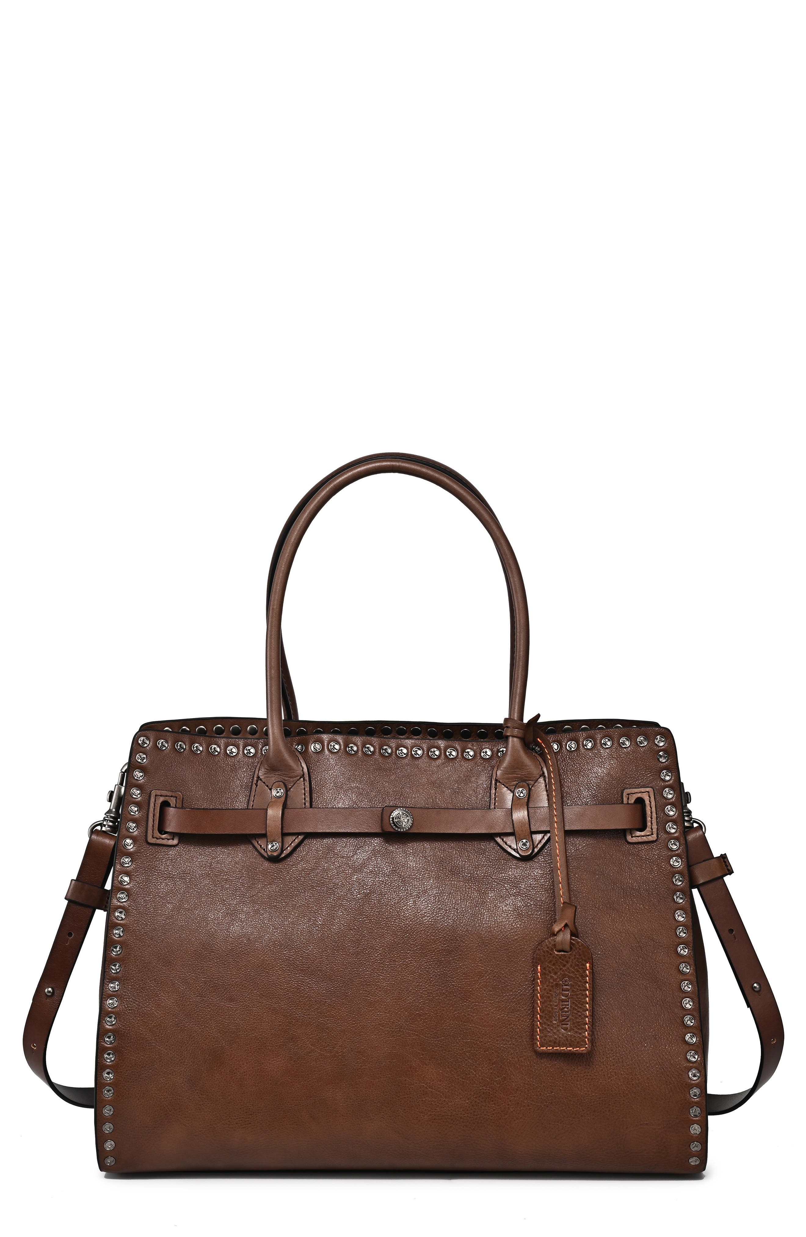 Westland Leather Satchel Bag, Main, color, STONE