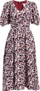 Caslon® Puff Sleeve Heart Midi Dress