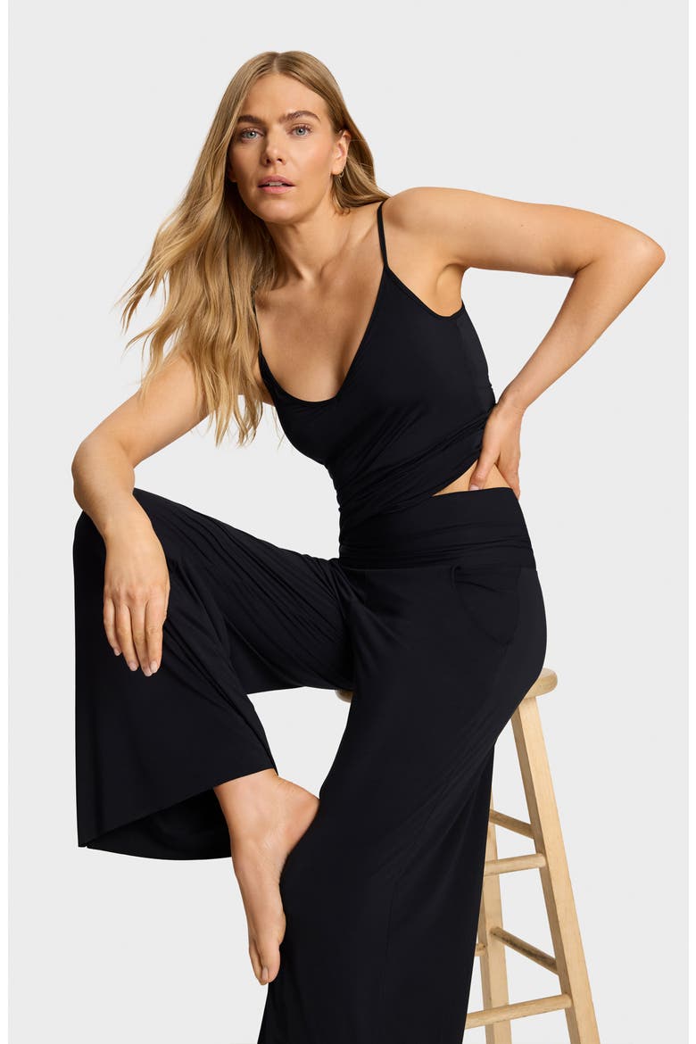 Butter V-Neck Shelf Bra Camisole, Alternate, color, BLACK