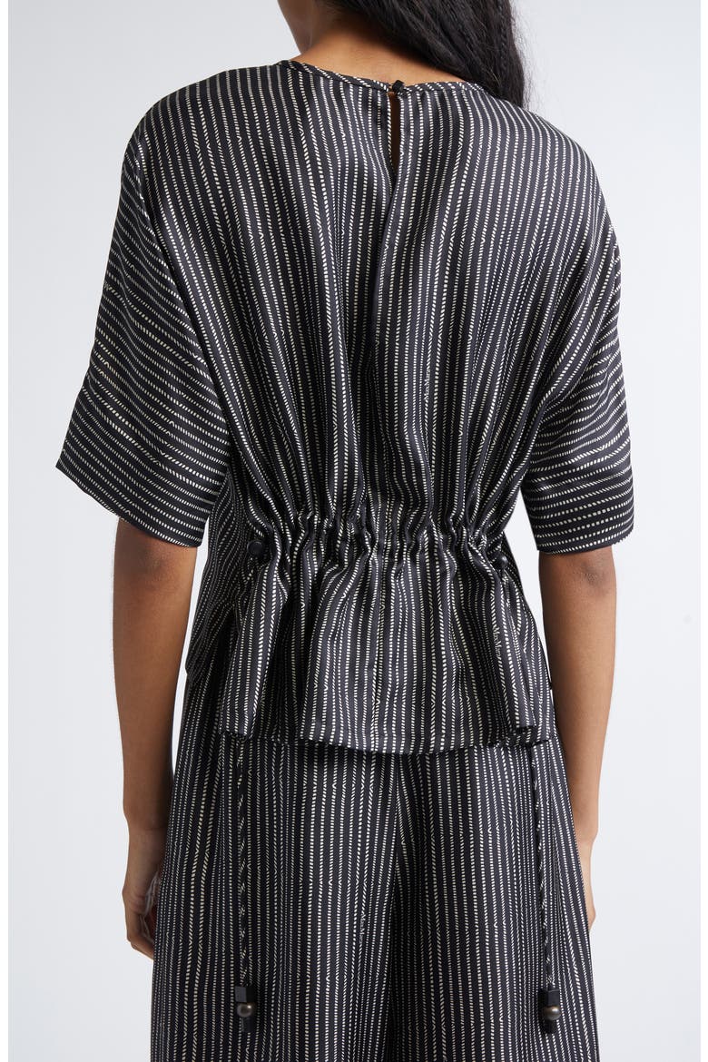 Nordica Broken Stripe Silk Twill Top, Alternate, color, BLACK WHITE