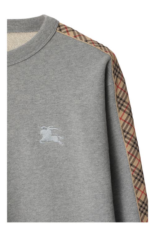 Burberry Check-trimmed Cotton Sweatshirt In Gray