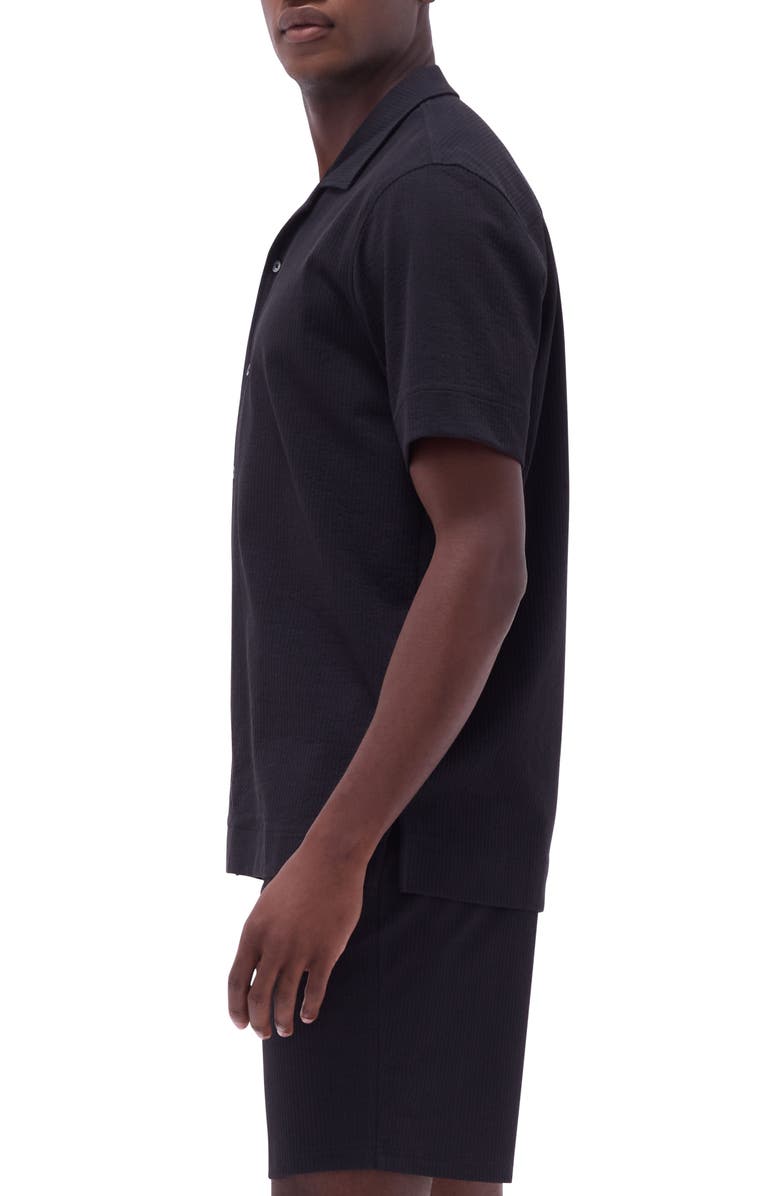 Bugatchi Camp Collar Short Sleeve Button-Up Shirt, Alternate, color, Black