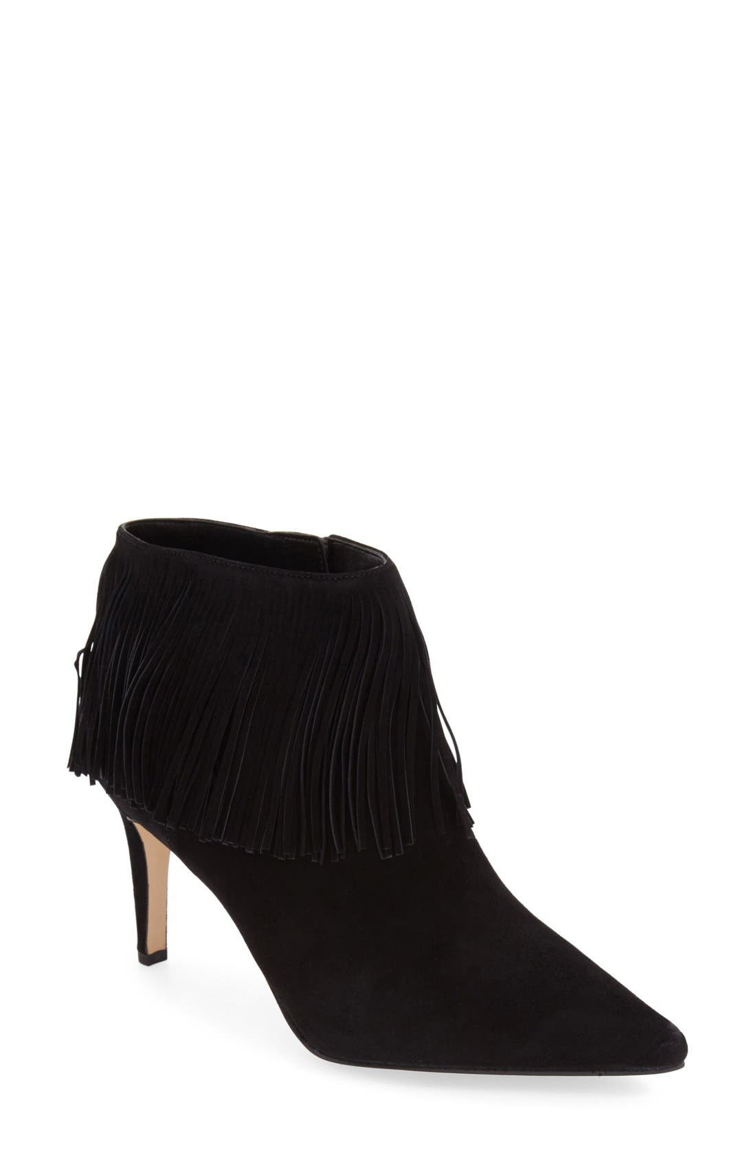 Sam Edelman 'Kandice' Fringed Suede Pointy Toe Bootie, Main, color, 
