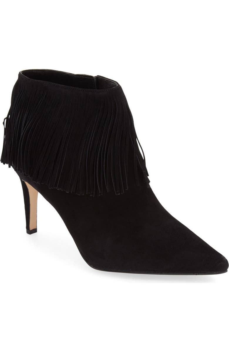 Sam Edelman 'Kandice' Fringed Suede Pointy Toe Bootie, Main, color,