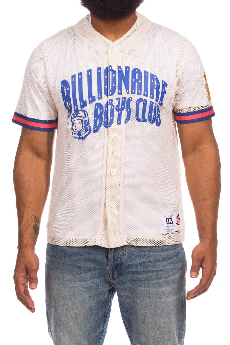 BB Dugout Mesh Button-Up Jersey, Main, color, GARDENIA
