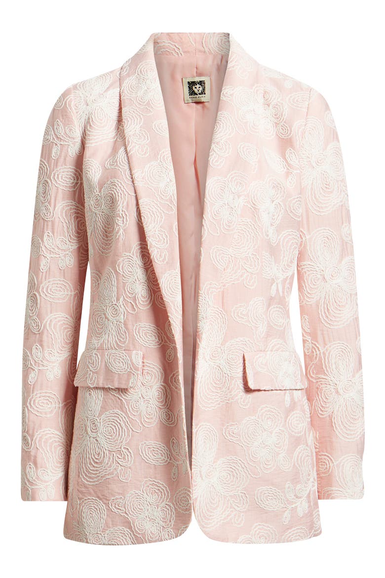 Floral Embroidered Open Front Shawl Collar Blazer, Alternate, color, ROSE WATER/WHITE DOVE
