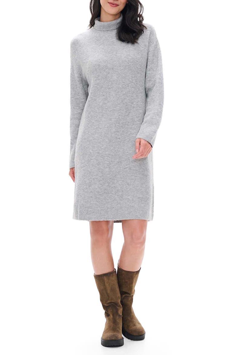 Iris Turtleneck Sweater Dress, Main, color, GREY MELANGE