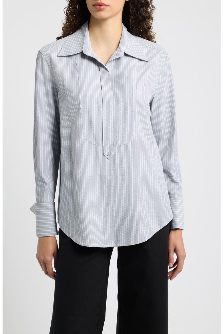 Tanner Striped Bib Front Shirt, Main, color, BLACK/ WHITE