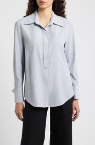 KOBI HALPERIN Tanner Striped Bib Front Shirt