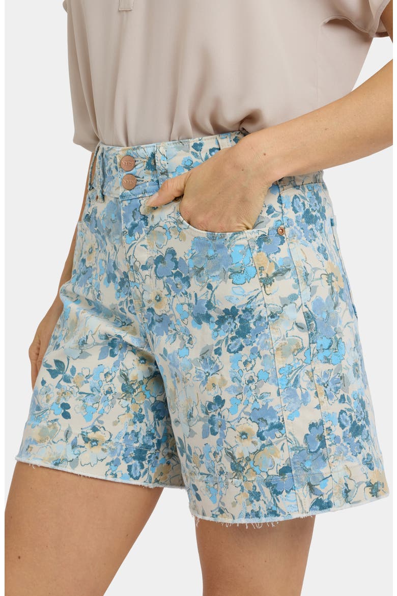 Berkyn Frayed Floral High Waist Denim Shorts, Alternate, color, BLUE BLOOMS