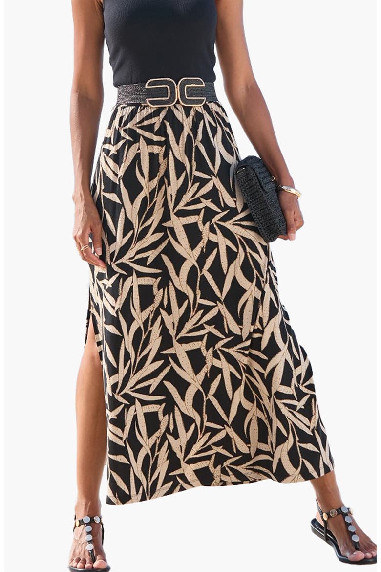 Side Slit Maxi Skirt, Main, color, Black & Taupe