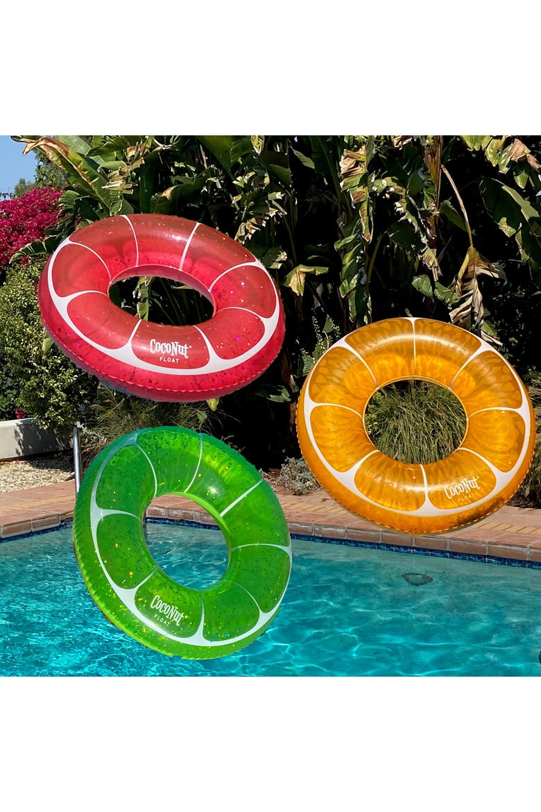 Tangerine Orange Glitter 42 Inch Pool Float Ring, Alternate, color, Orange