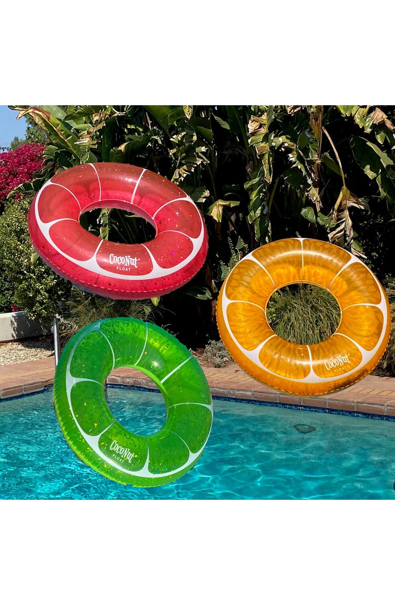 Coconut Float Tangerine Orange Glitter 42 Inch Pool Float Ring, Alternate, color, Orange