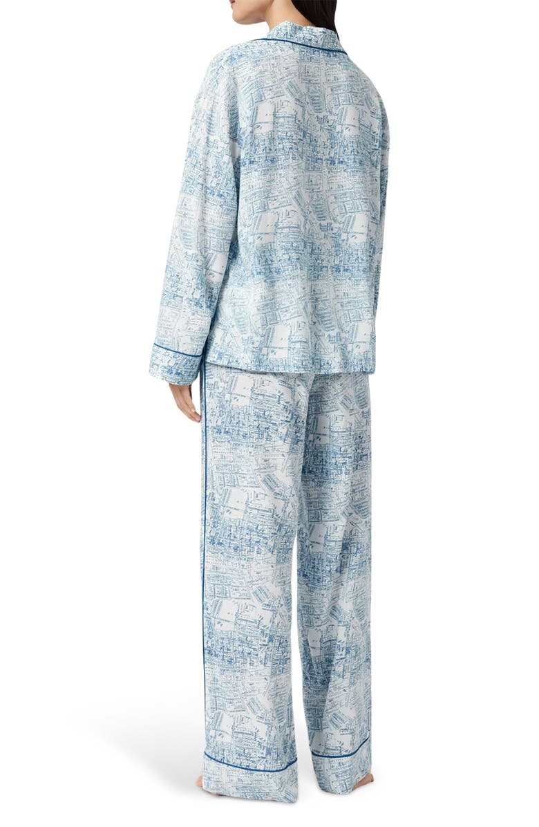 AllSaints Maude Map Print Pajamas, Alternate, color, Map Blue