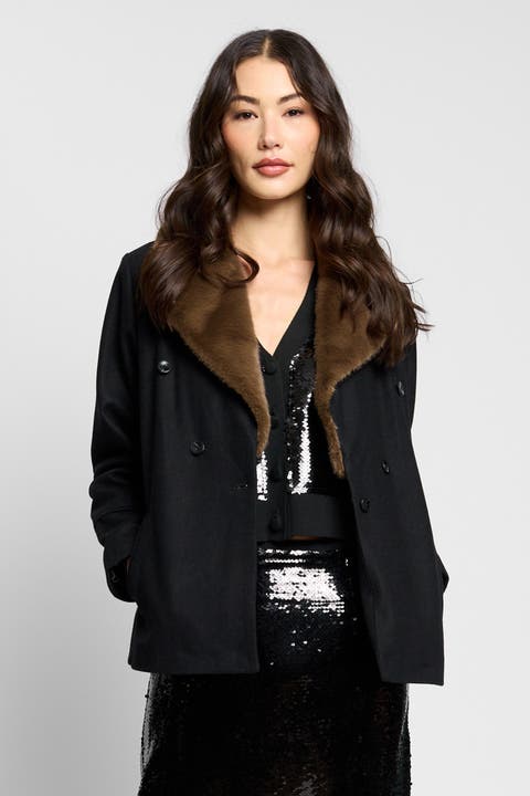 Asher Melton Fur Collar Peacoat