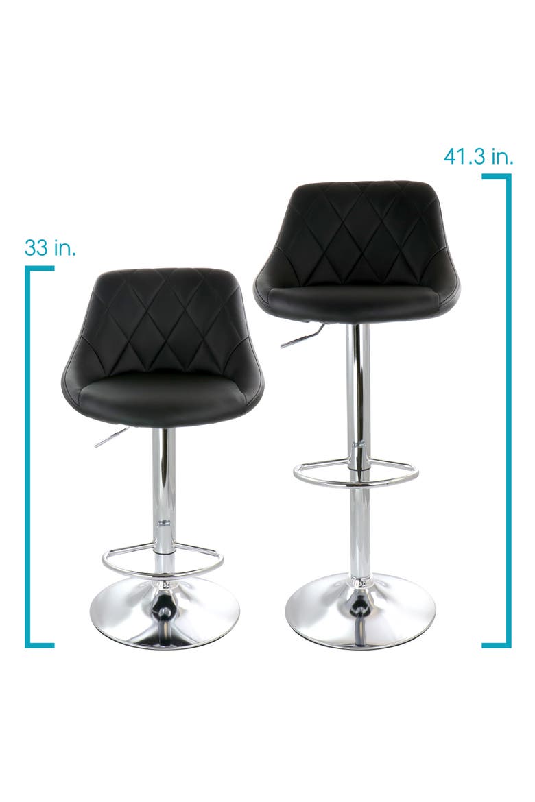 2 Piece Faux Leather Bar Stool with Adjustable Height, Alternate, color, Black