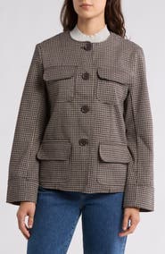 MAX STUDIO Houndstooth Brushed Knit Field Jacket