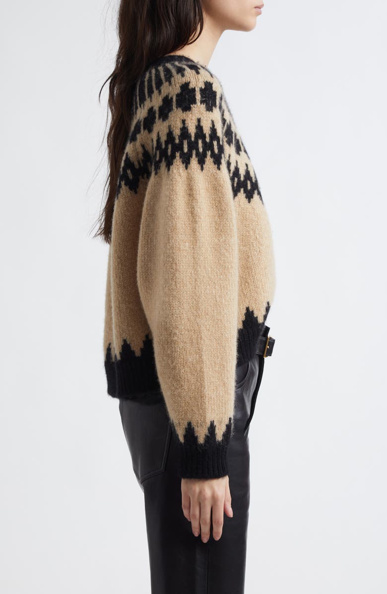 Nili Lotan Alena Sweater, Alternate, color, Light Camel Fair Isle