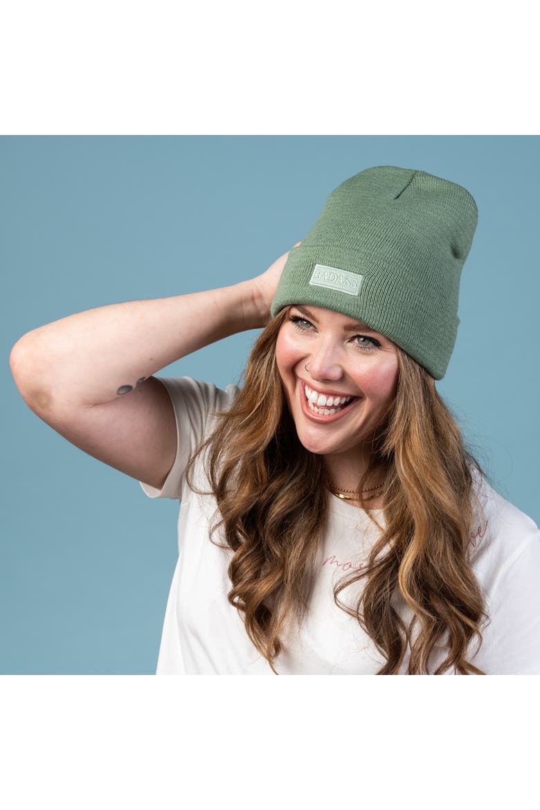 Badass Beanie Acrylic Green, Alternate, color, Green