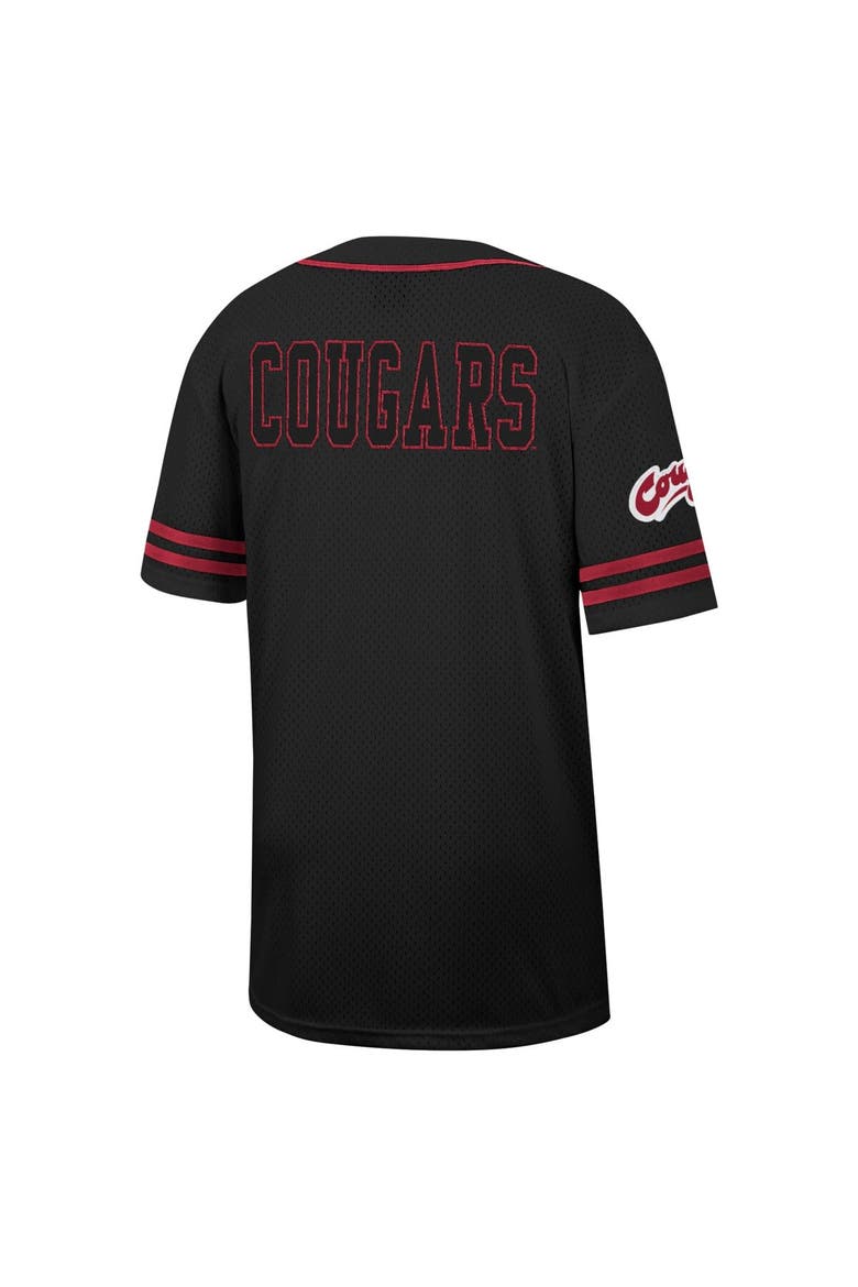 Men's Colosseum Black Washington State Cougars Free Spirited Mesh Button-Up Baseball Jersey, Alternate, color, Black