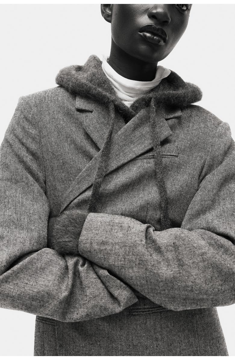 H&M Long Blazer, Alternate, color, Gray Melange