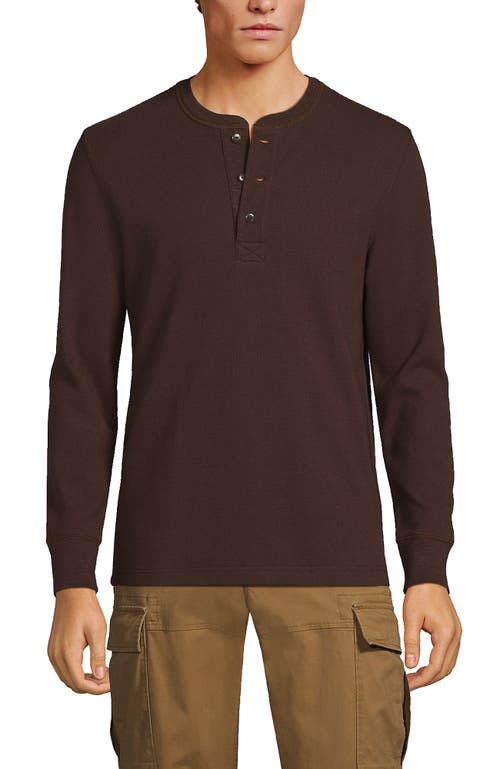 Lands' End Long Sleeve Thermal Waffle Henley In Brown