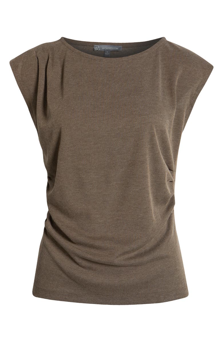 Wit & Wisdom Cap Sleeve Ruched Top, Alternate, color, Mushroom
