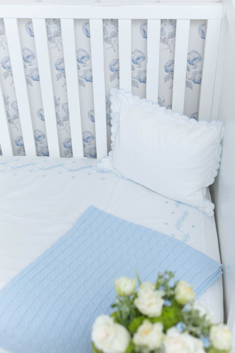 Kids' Embroidered Crib Sheet, Alternate, color, Sky