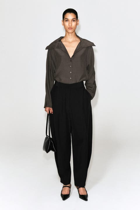 Pleated Balloon-Leg Pants