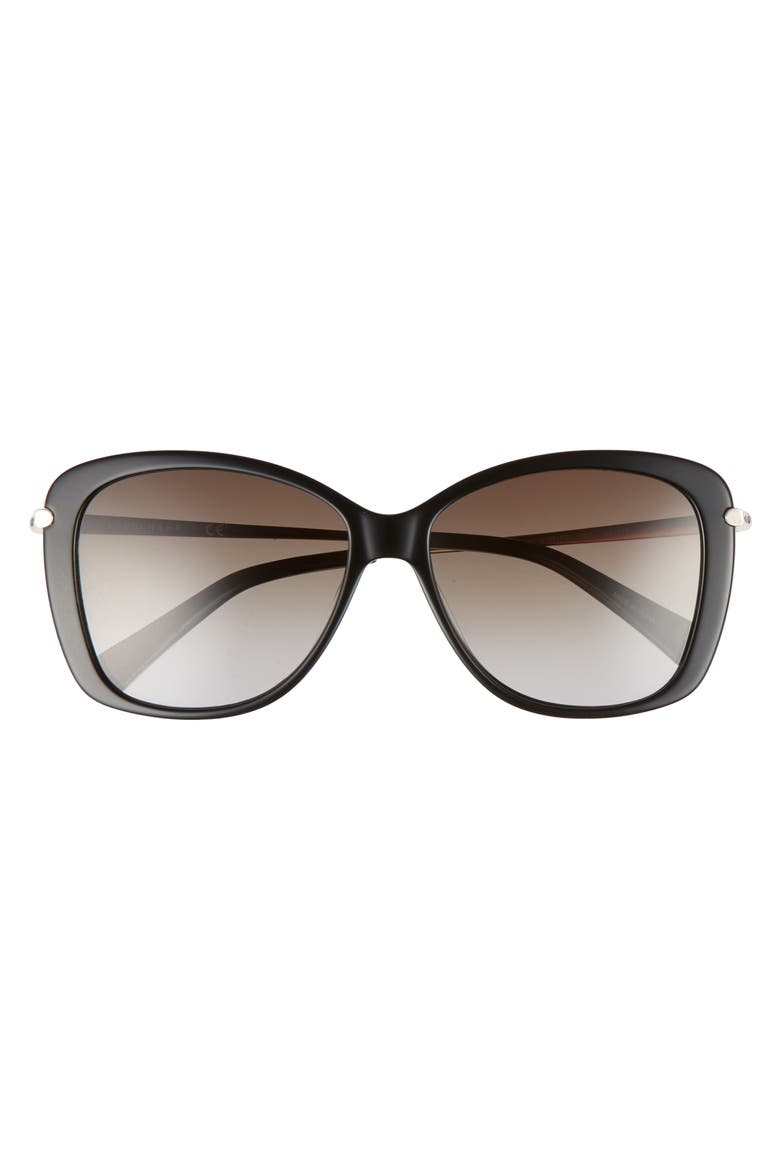 56mm Gradient Lens Butterfly Sunglasses, Alternate, color, BLACK
