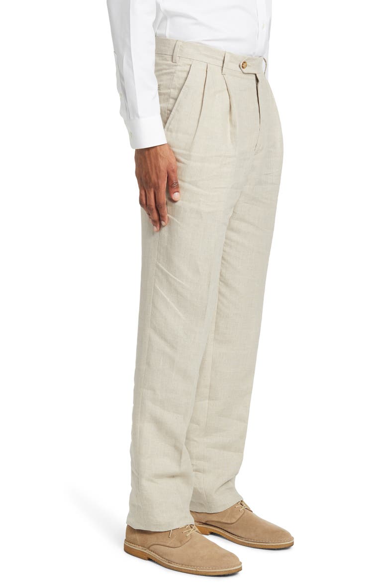Pleat Front Linen Pants, Alternate, color, NATURAL