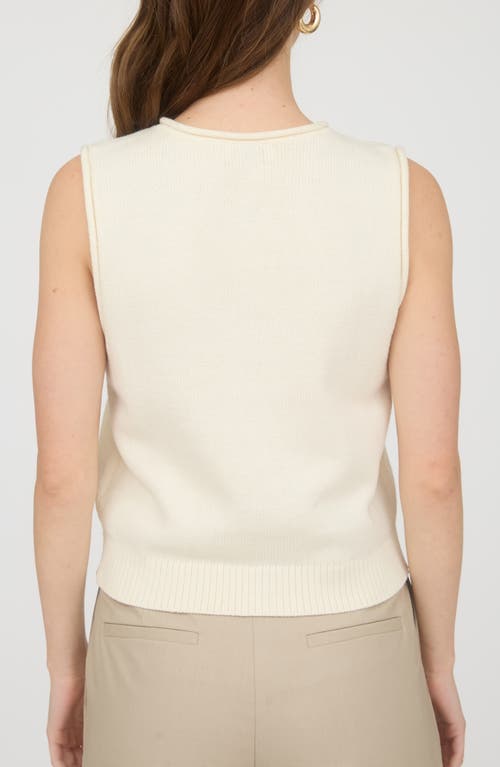Blu Pepper Solid Button Front Sweater Vest In White