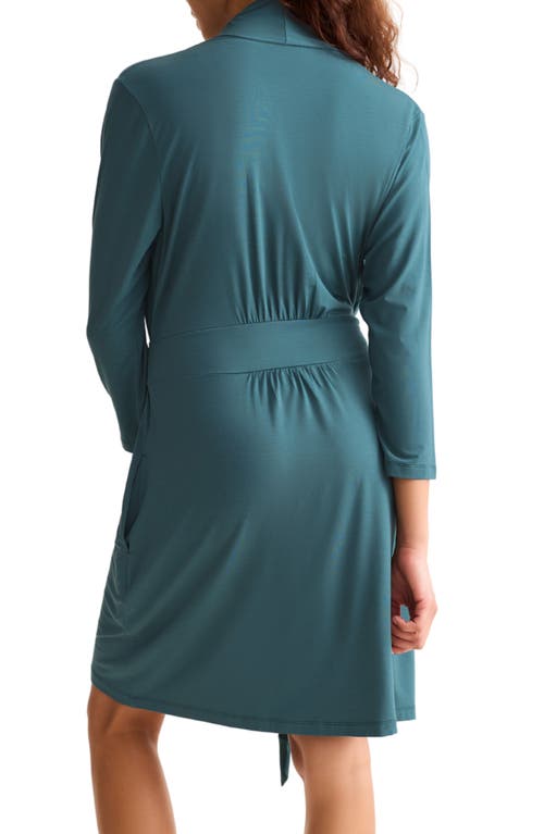 Fleur't Iconic Short Knit Robe With Satin Tie In Multi