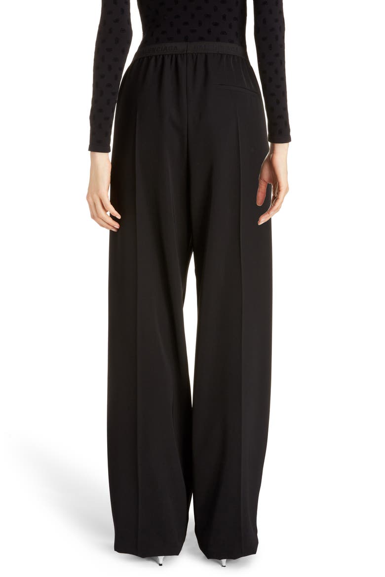 Logo Waist Tech Twill Wide Leg Pants, Alternate, color, BLACK