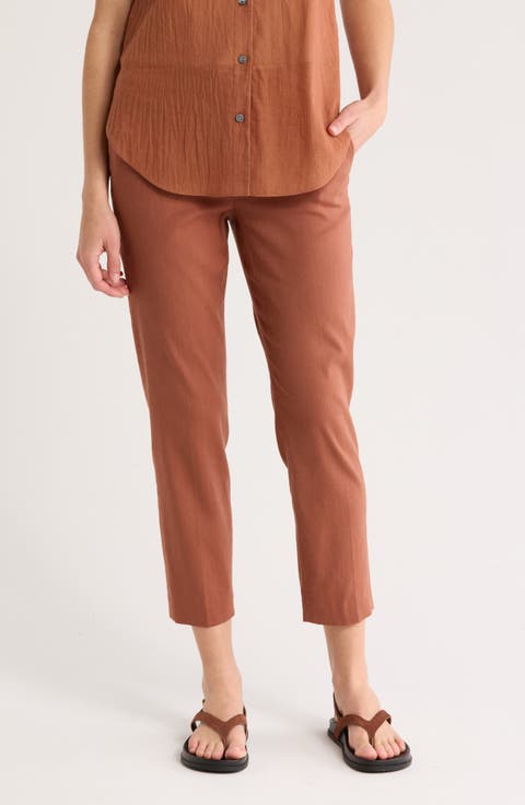 Treeca Linen Blend Crop Pull-On Pants