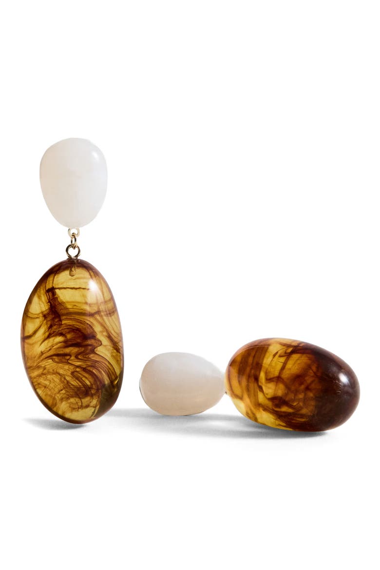 Mixed Pendant Drop Earrings, Alternate, color, BROWN