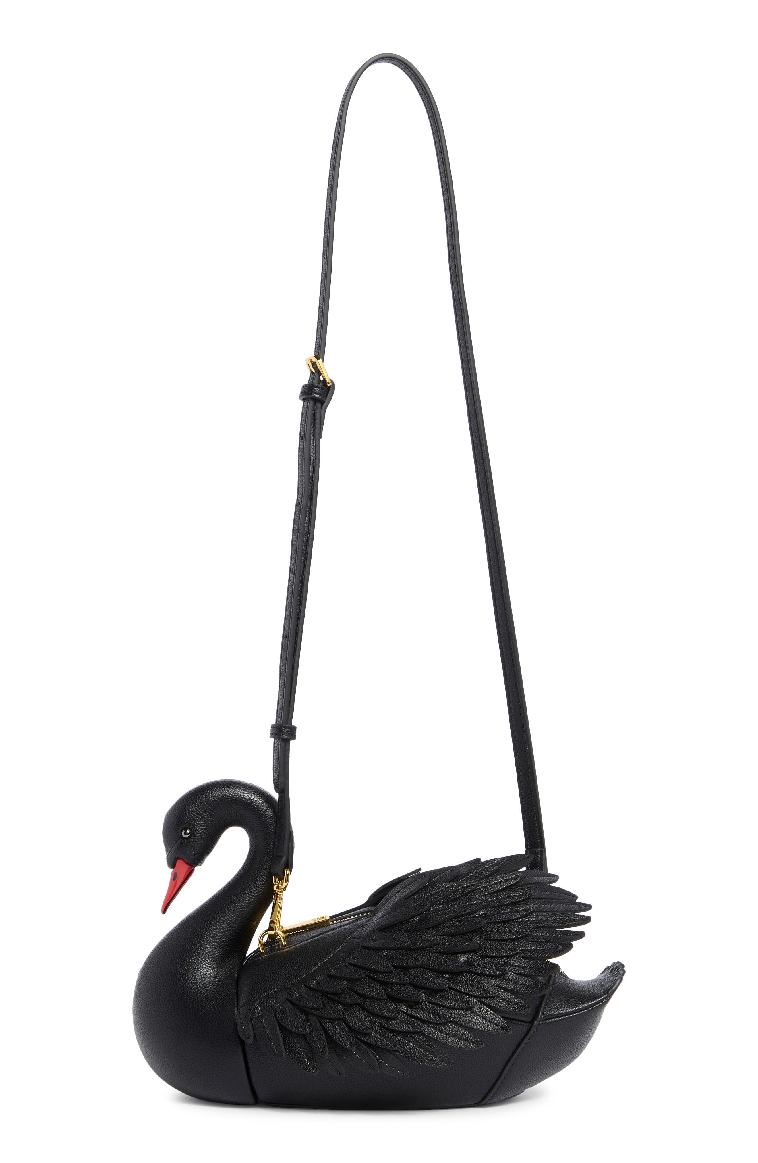 Swan Shaped Crossbody Bag, Main, color, BLACK