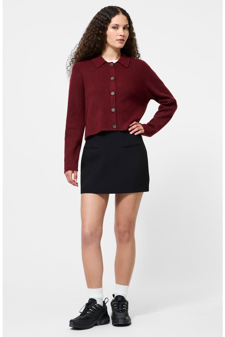 Ellie Collared Crop Cardigan, Alternate, color, CABERNET