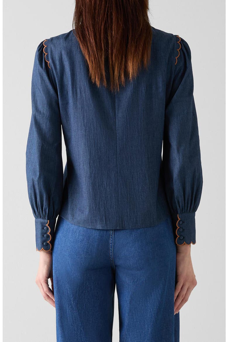 Jenny Scallop Denim Top, Alternate, color, INDIGO