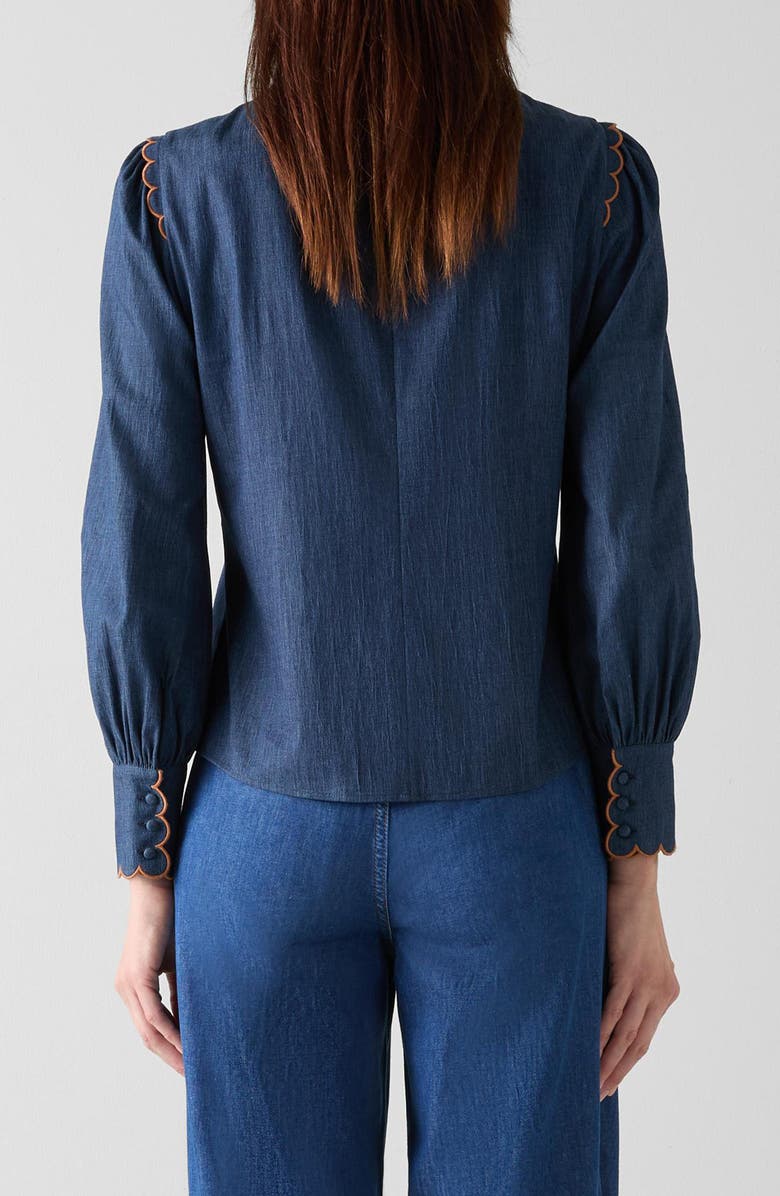 LK Bennett Jenny Scallop Denim Top, Alternate, color, Indigo