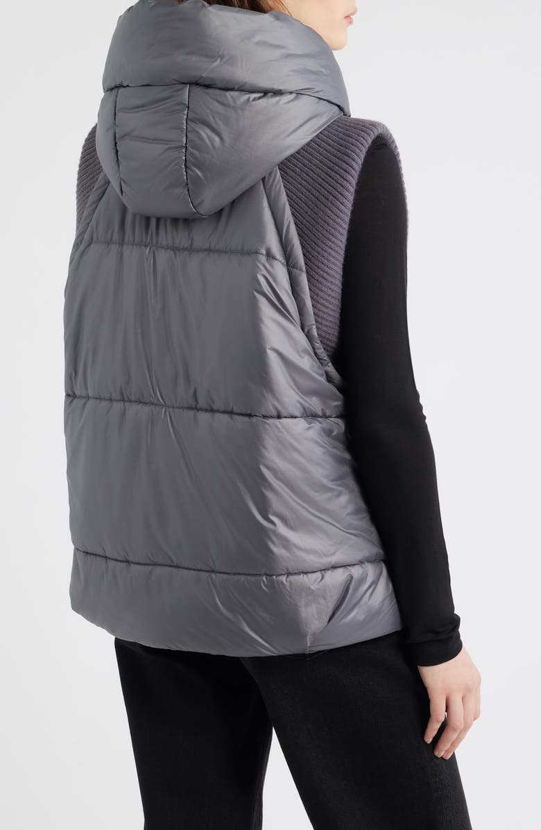 dRA Violet Hooded Hybrid Puffer Vest, Alternate, color, Charcoal