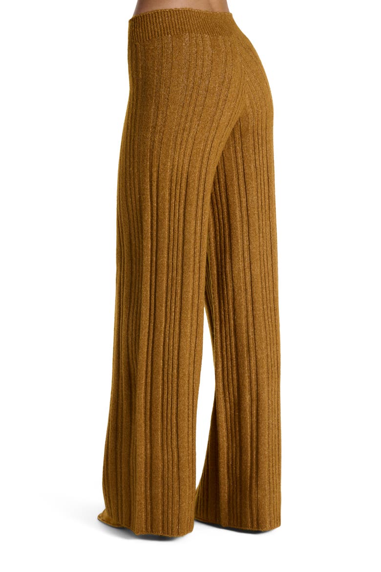 Rib Wide Leg Pants, Alternate, color, CAMEL