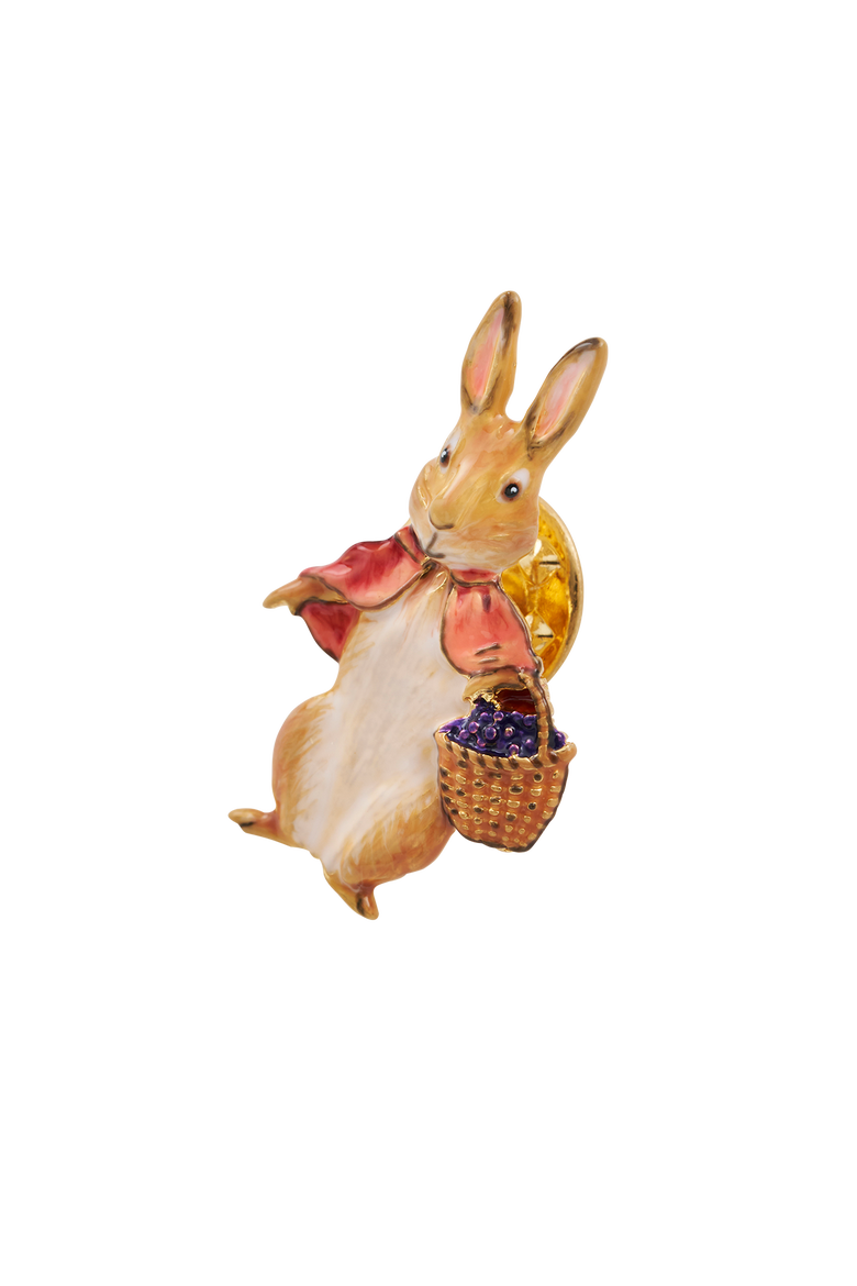 x Peter Rabbit Cotton-tail Brooch, Alternate, color, Gold