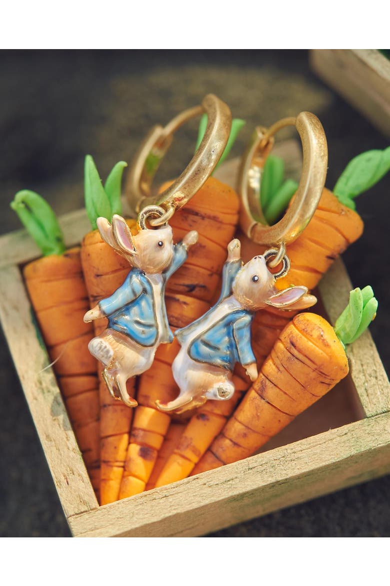 x Peter Rabbit Huggie Earrings, Alternate, color, Gold