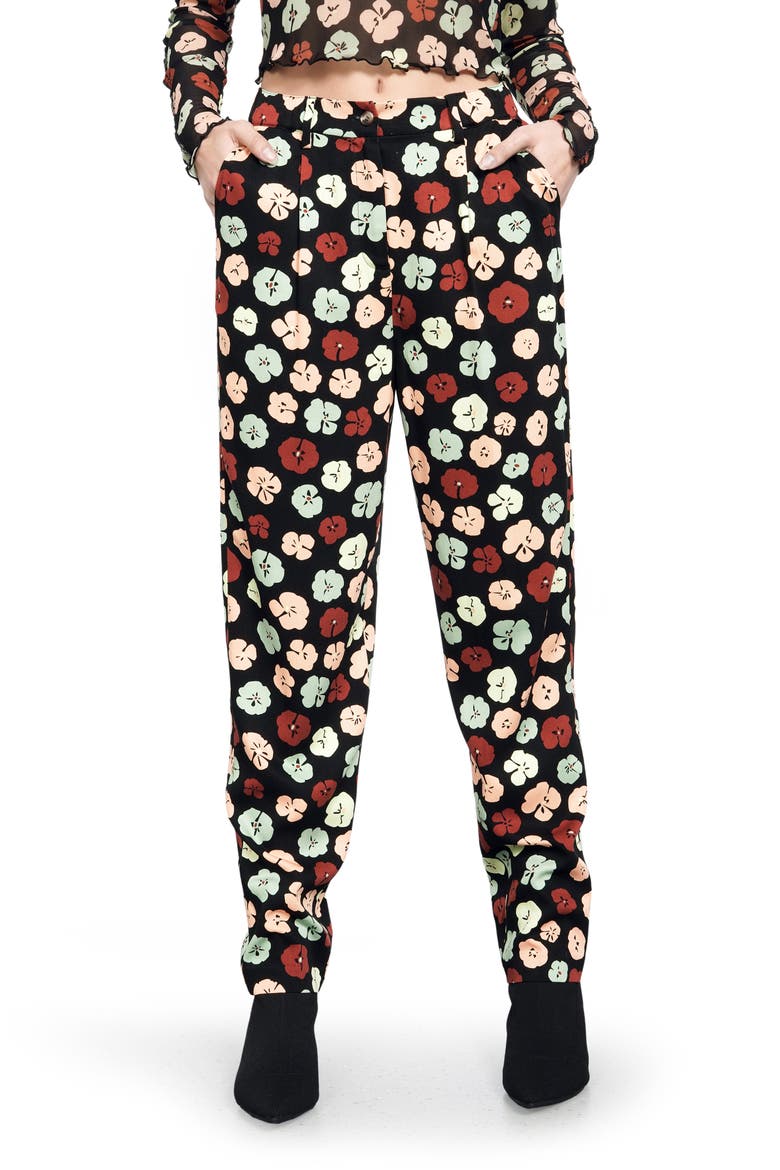 Elastic Back Print Pants (Nordstrom Exclusive), Main, color, BLACK MULTI POPPY GEO