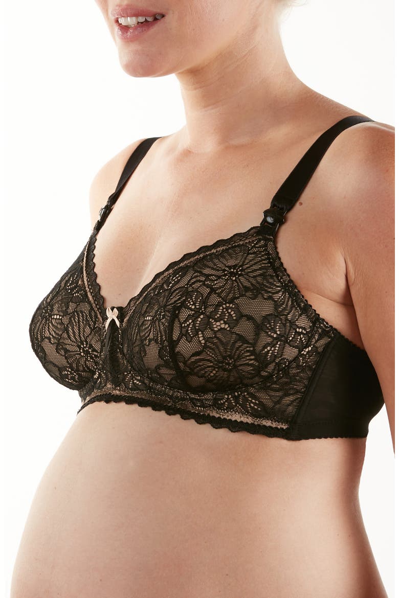 Iris Lace Maternity/Nursing Bra, Alternate, color, BLACK