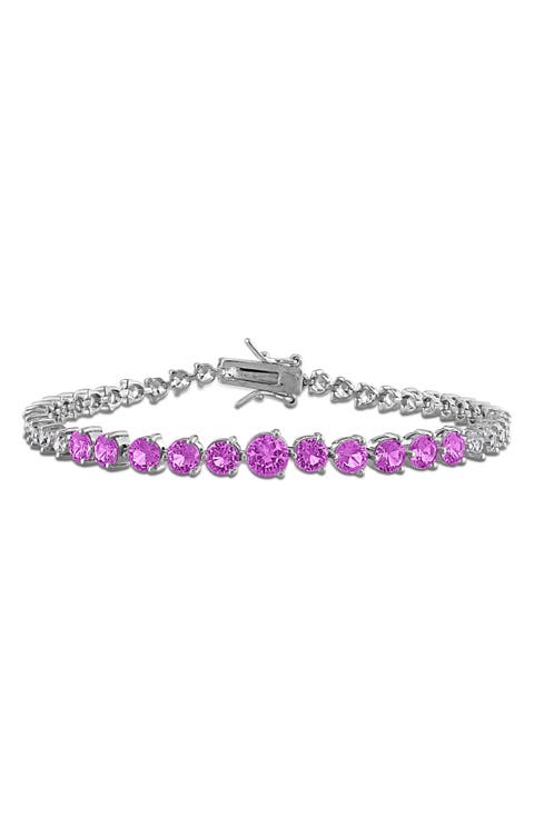 Lab Created Pink Sapphire & White Sapphire Tennis Bracelet
