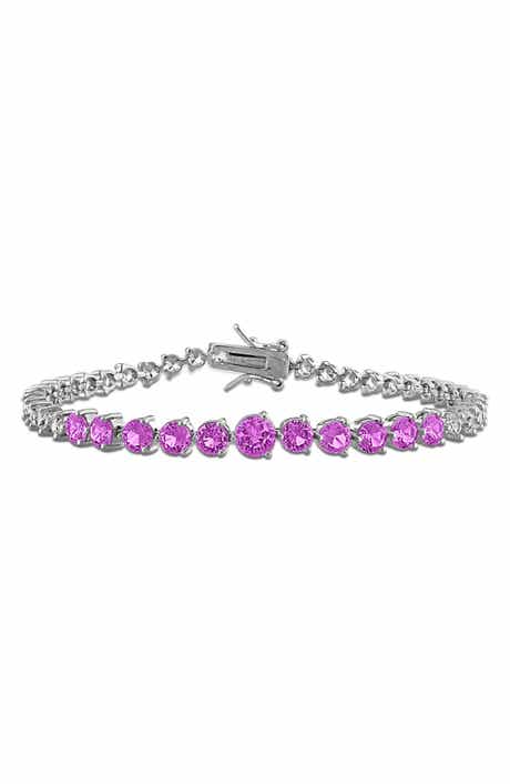 DELMAR Lab Created Pink Sapphire & White Sapphire Tennis Bracelet
