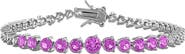 DELMAR Lab Created Pink Sapphire & White Sapphire Tennis Bracelet